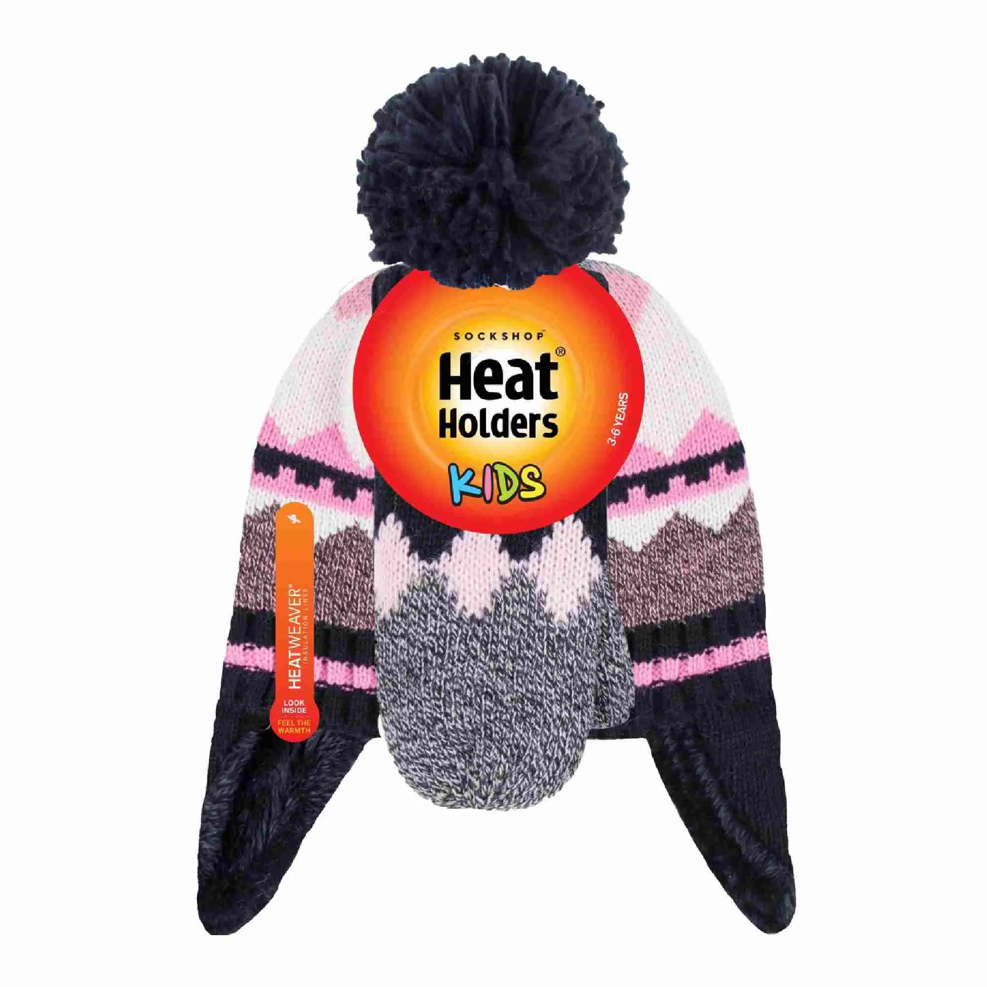 Girls Nordic Pattern Trapper Hat with Ear Flaps & Mittens Set