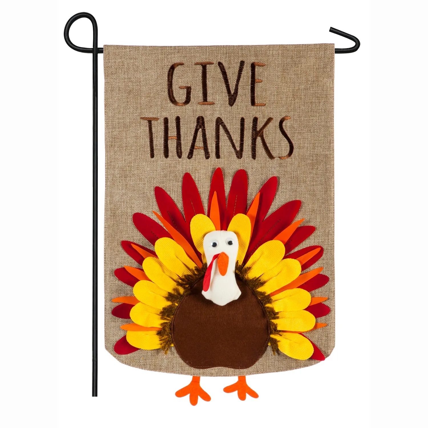 Give Thanks Turkey Garden Burlap Flag,14b8694bl