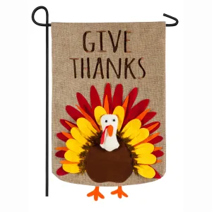 Give Thanks Turkey Garden Burlap Flag,14b8694bl