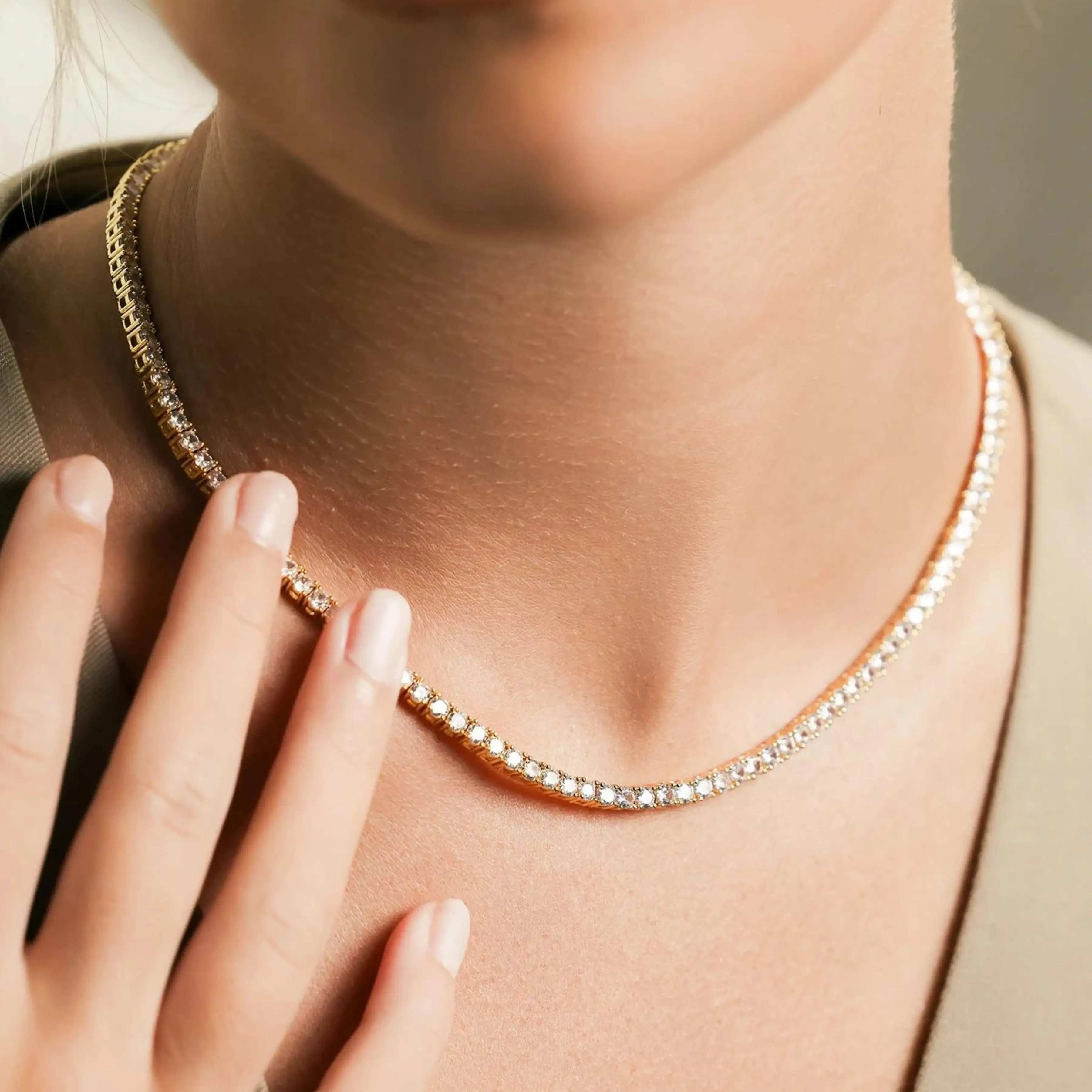 GOLD TENNIS NECKLACE
