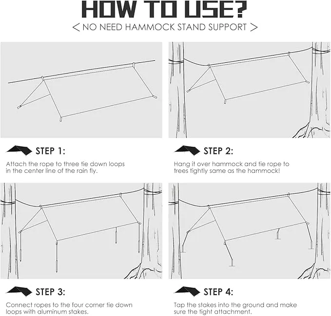 Grassman Camping Tarp, Ultralight Waterproof 10x10ft/10x12ft Rain Fly Shelter, Easy to Setup Camping Tarp Tent, Perfect for Backpacking, Hiking, Travel, Outdoor Adventures Survival Gears