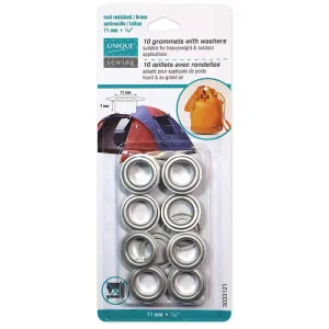 Grommets - Satin Silver 11 x 7mm (3/8″ x 1/4″) - 10 sets- 3033121