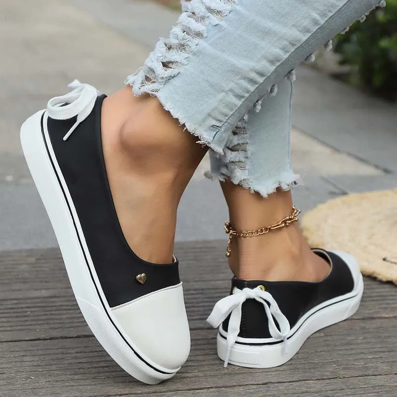 GS Slide Step | Leuke lage instap sneakers met veter hak voor dames