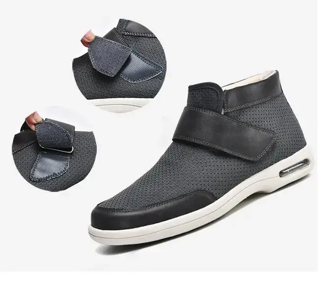 GS Wide Feet | Comfortabele brede schoen voor gezwollen voeten met klittenband sluiting voor heren