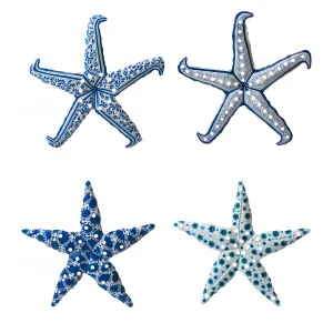 Hand Painted Blue and White Starfish, 4 Asst.,6awd168
