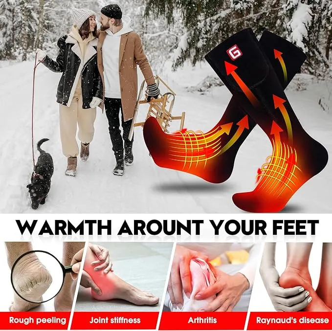 Heated Socks Women Electric Battery Socks Thermal Insulated Socks for Arthritis, Winter Thick Warm Cotton Sox Heating Foot Warmer, Unisex & USA 6-13 Size