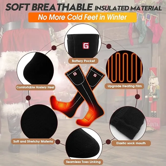 Heated Socks Women Electric Battery Socks Thermal Insulated Socks for Arthritis, Winter Thick Warm Cotton Sox Heating Foot Warmer, Unisex & USA 6-13 Size