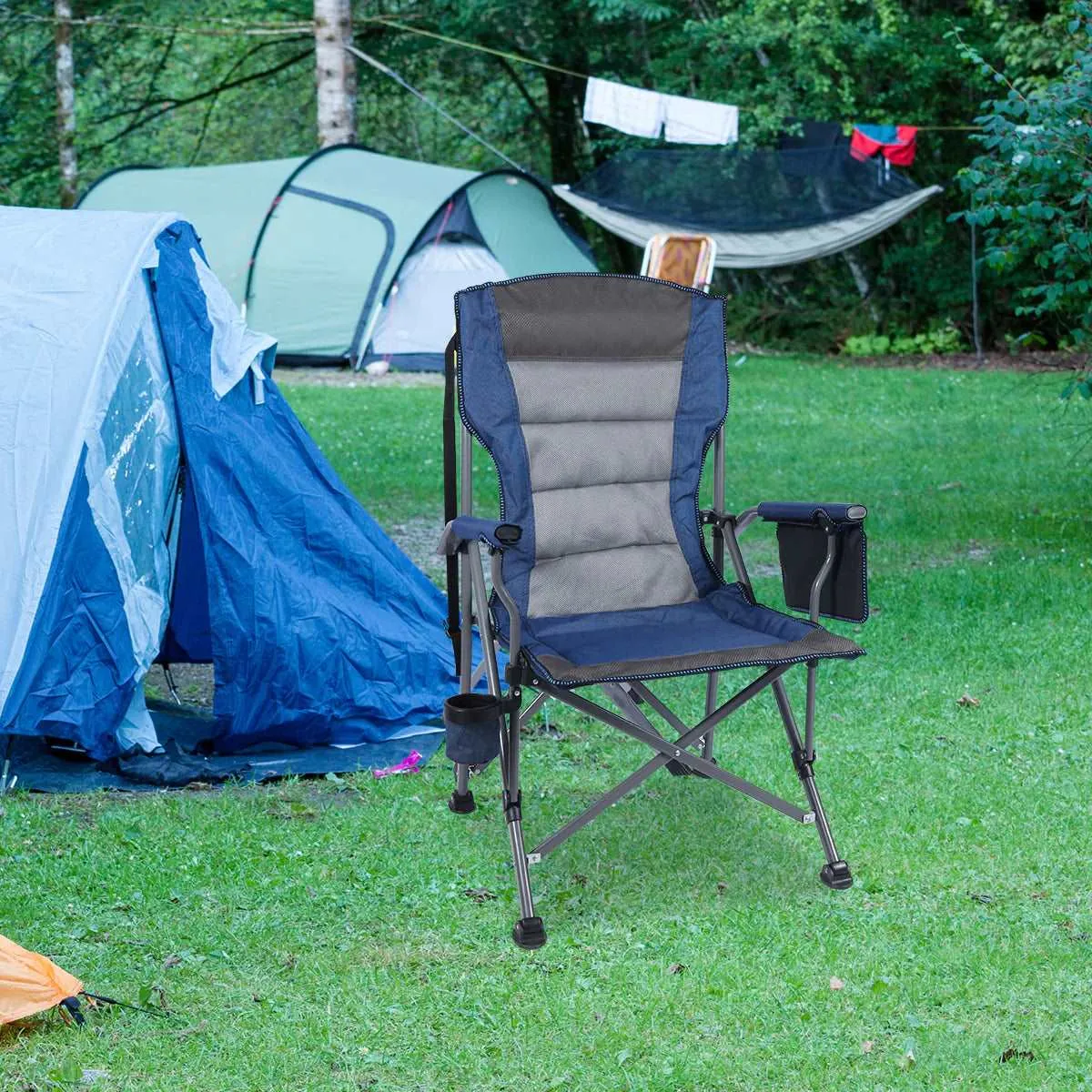 Heavy Duty Folding Camping Chair with High Back & Cup Holder