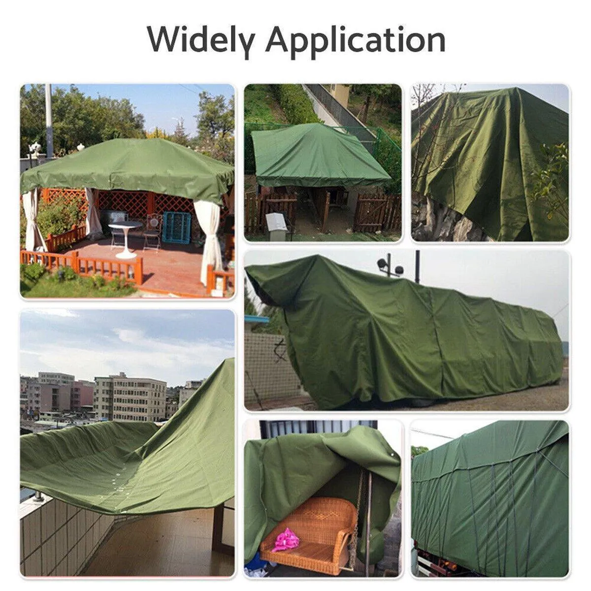 Heavy Duty Waterproof Canvas Tarp 200x400cm Army Green Sun Block Dustproof Cover