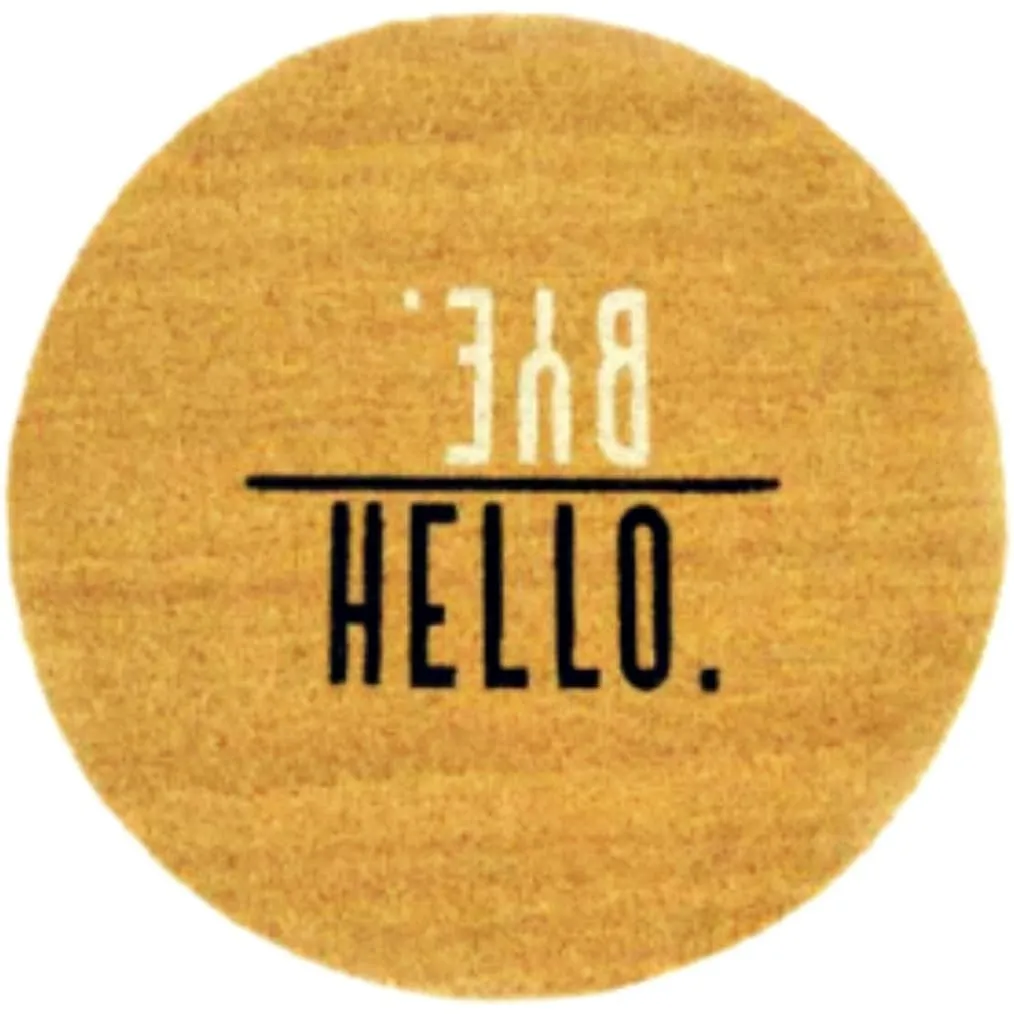 Hello Bye Coir Outdoor Doormat Round