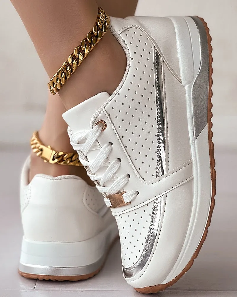 Hollow Out Lace Up Breathable Sneakers