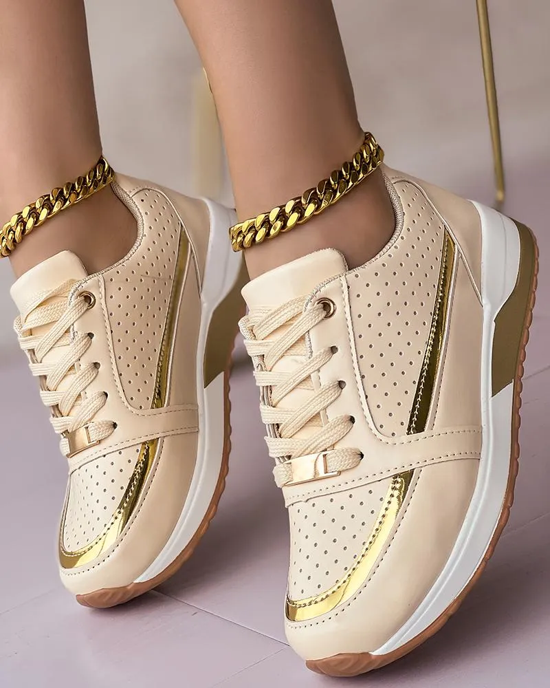 Hollow Out Lace Up Breathable Sneakers
