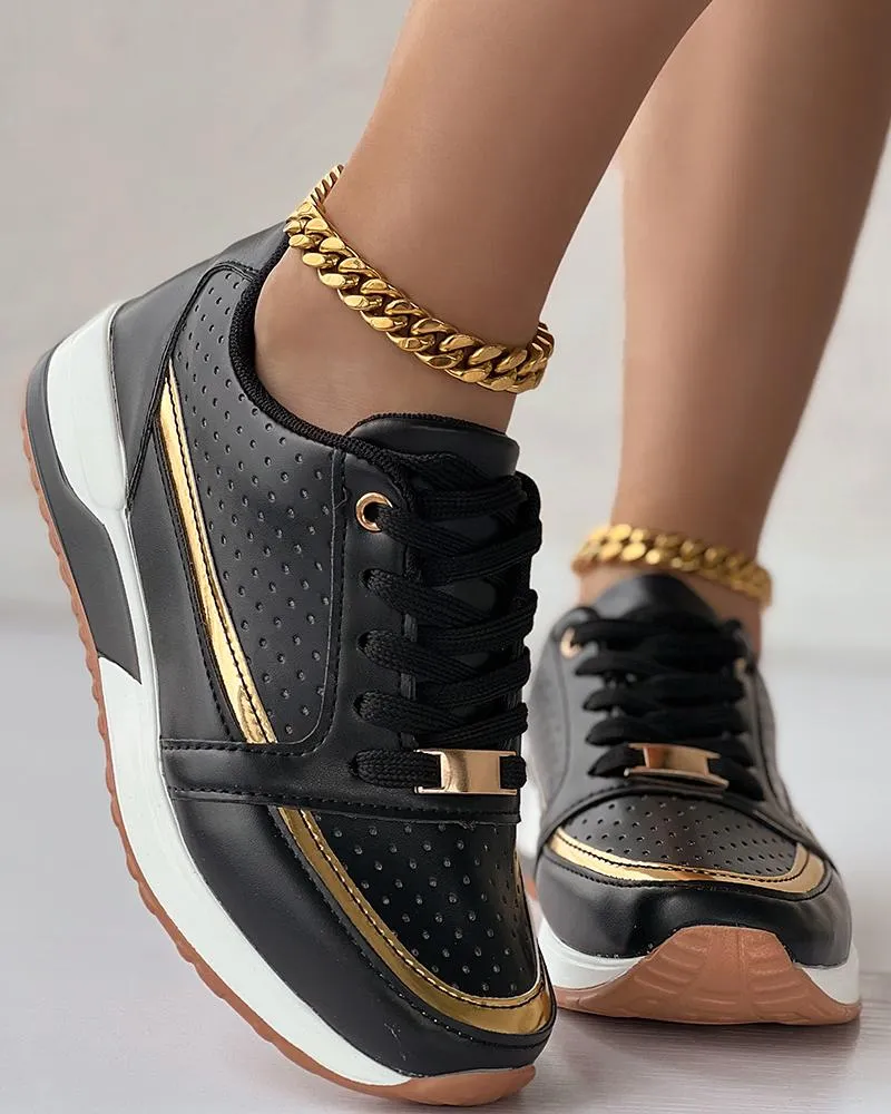 Hollow Out Lace Up Breathable Sneakers