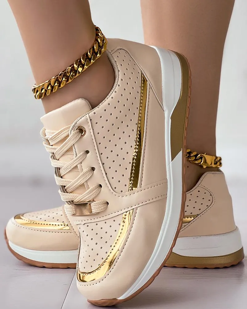 Hollow Out Lace Up Breathable Sneakers