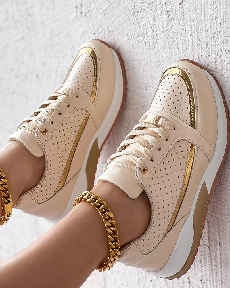 Hollow Out Lace Up Breathable Sneakers