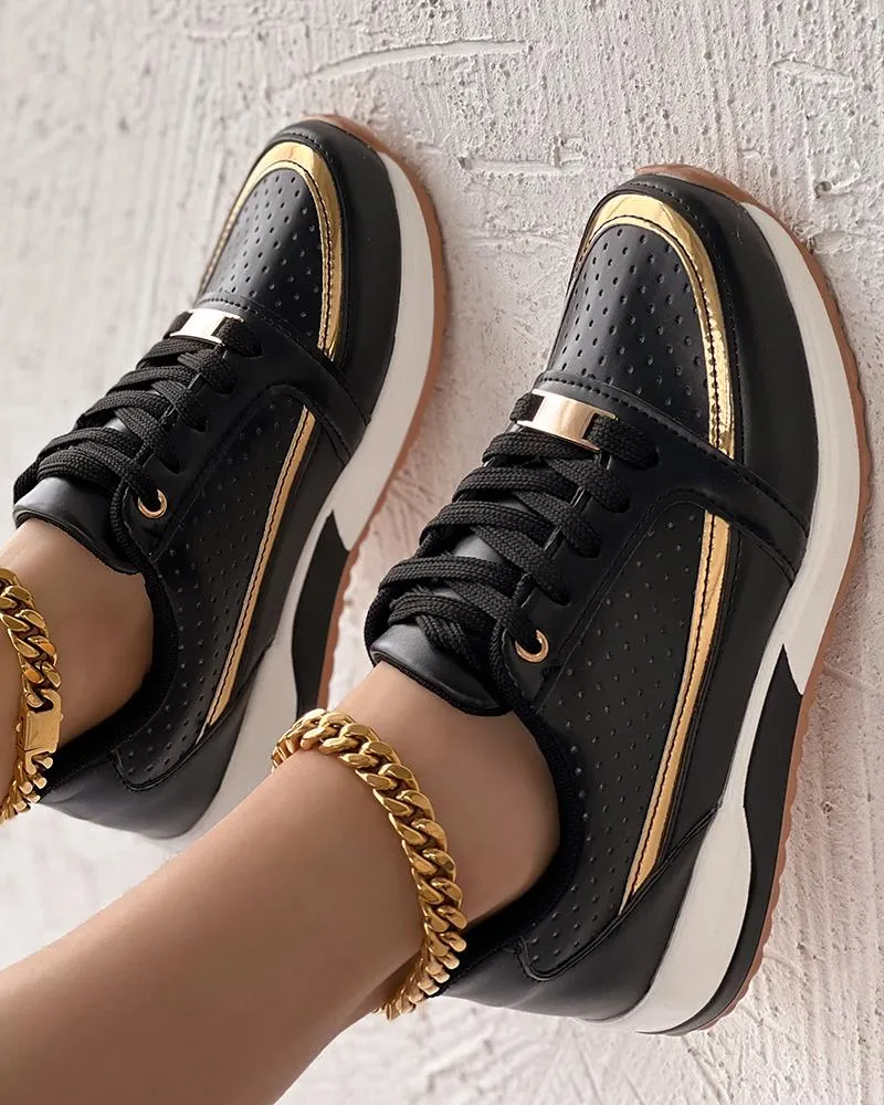 Hollow Out Lace Up Breathable Sneakers