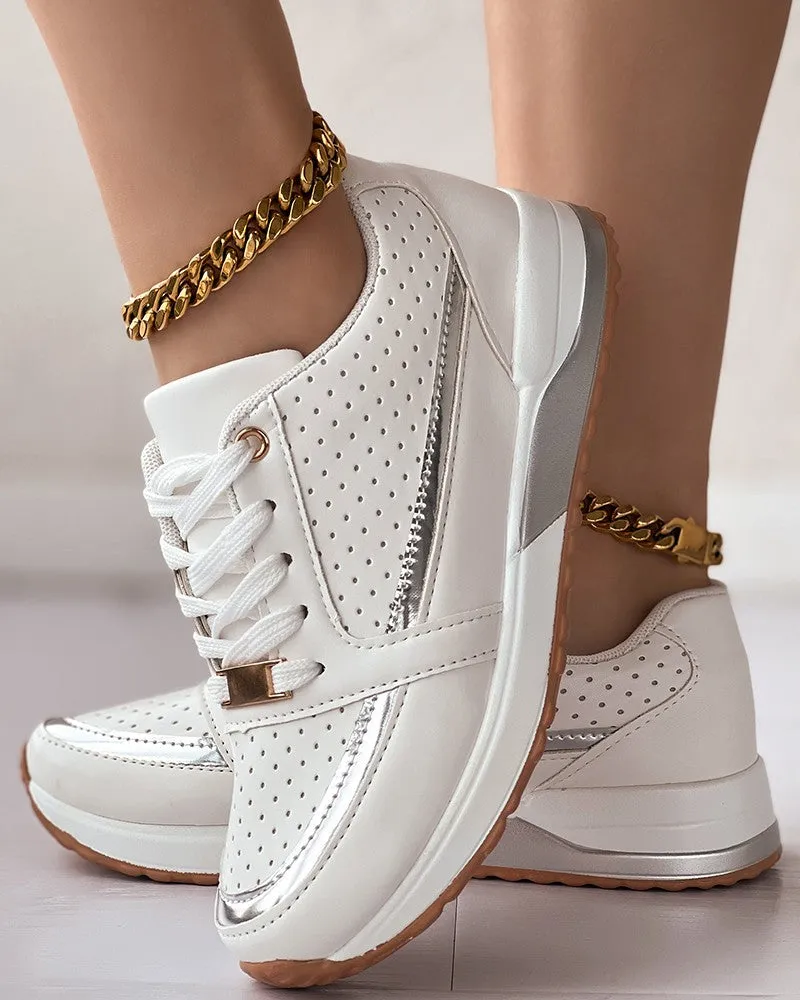 Hollow Out Lace Up Breathable Sneakers