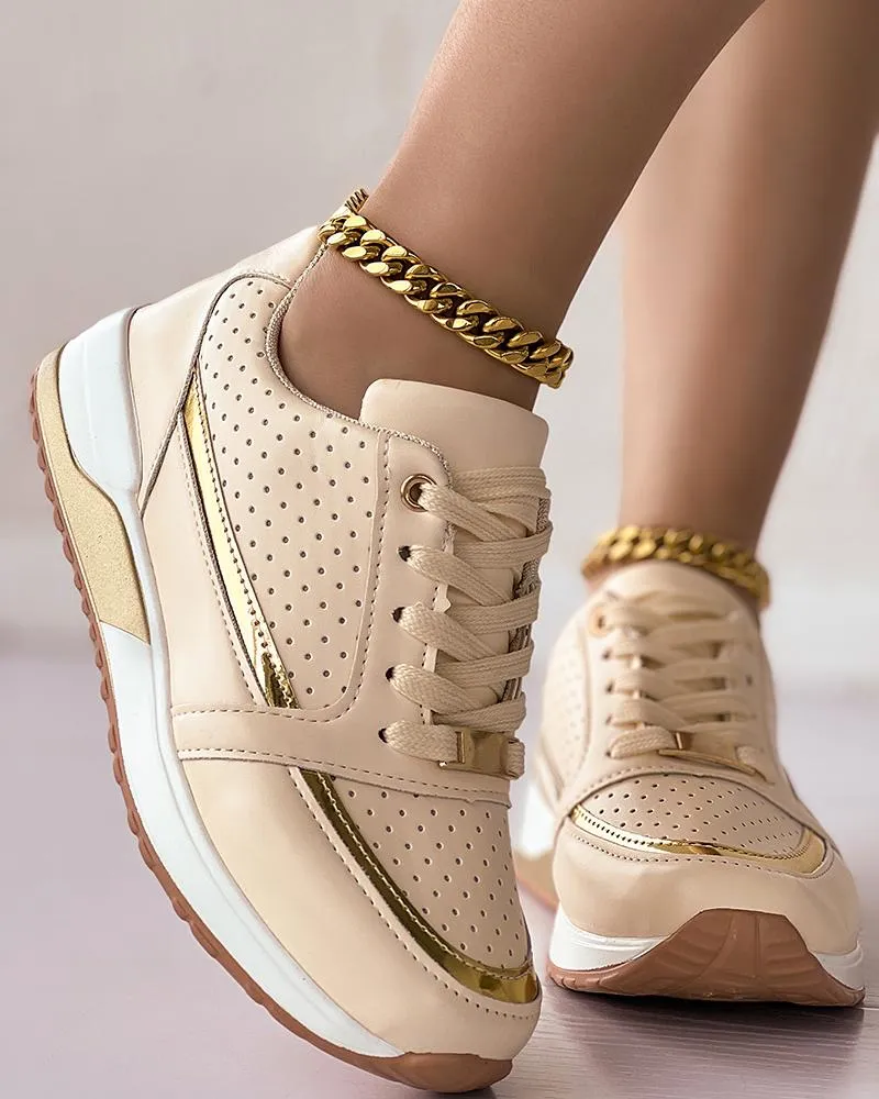 Hollow Out Lace Up Breathable Sneakers