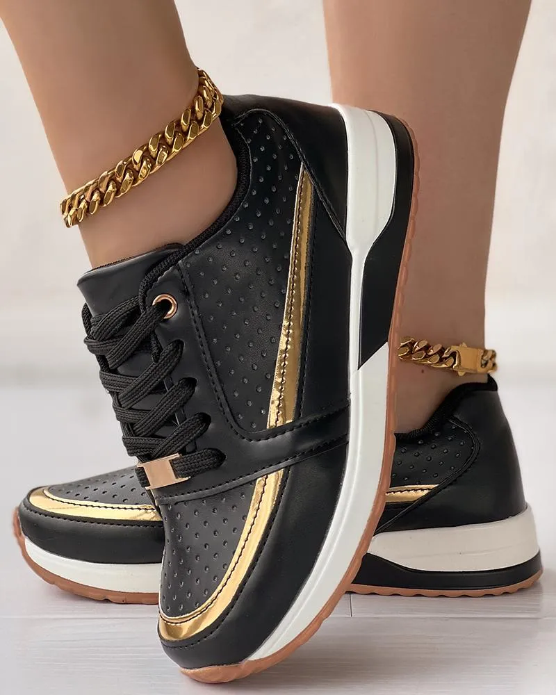 Hollow Out Lace Up Breathable Sneakers