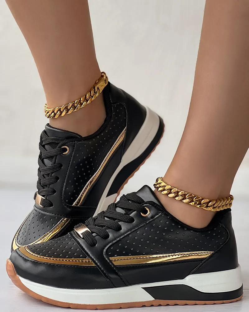 Hollow Out Lace Up Breathable Sneakers