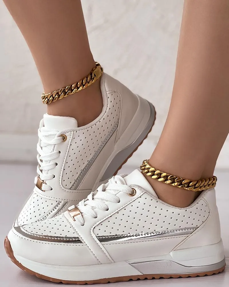 Hollow Out Lace Up Breathable Sneakers