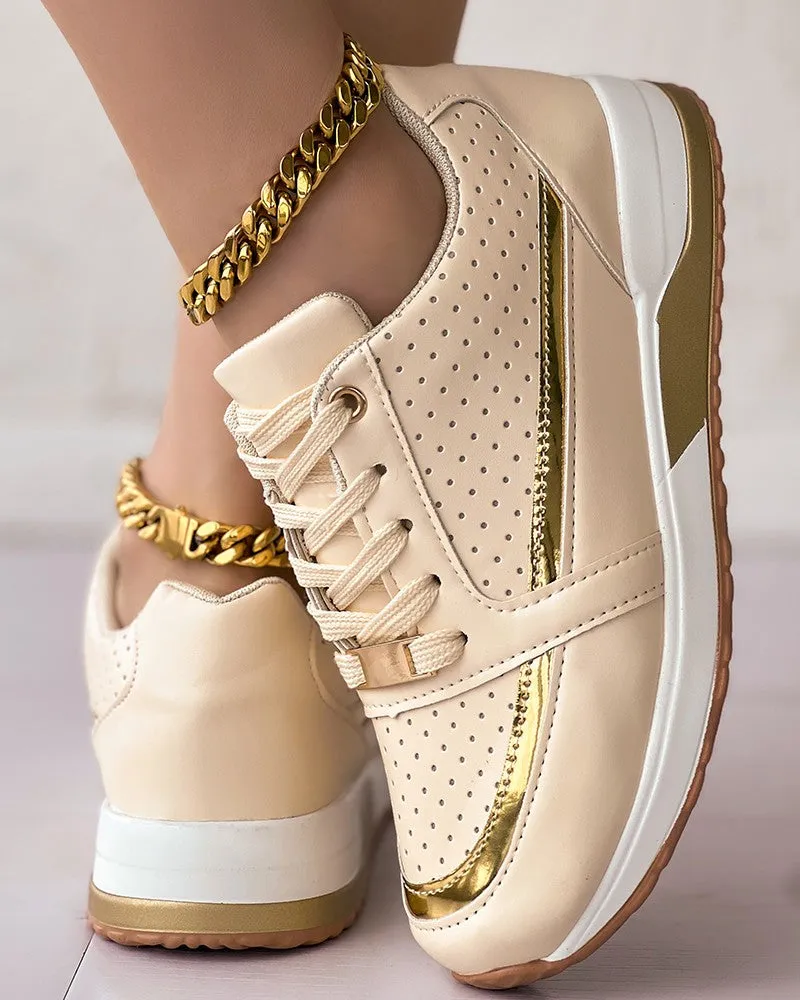 Hollow Out Lace Up Breathable Sneakers