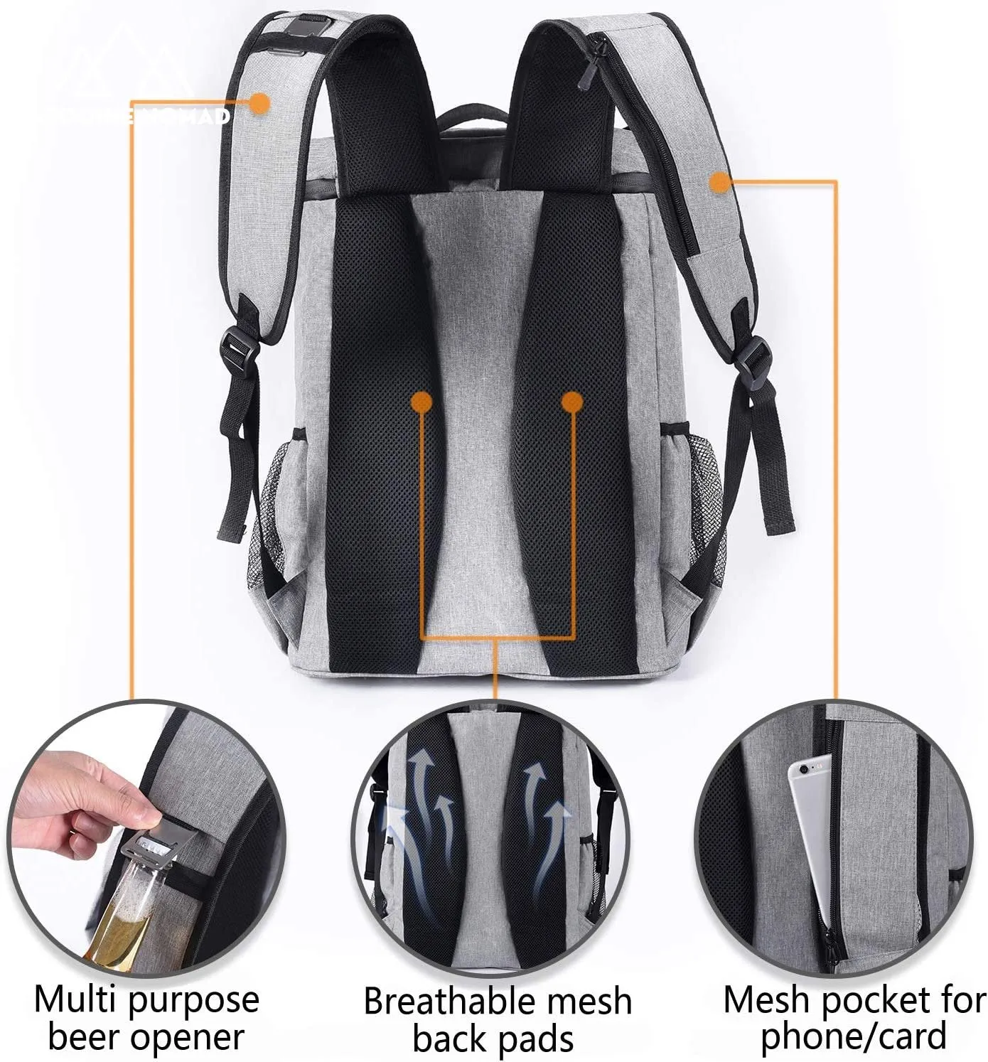 insulated backpack cooler bag for beach, picnics, hiking