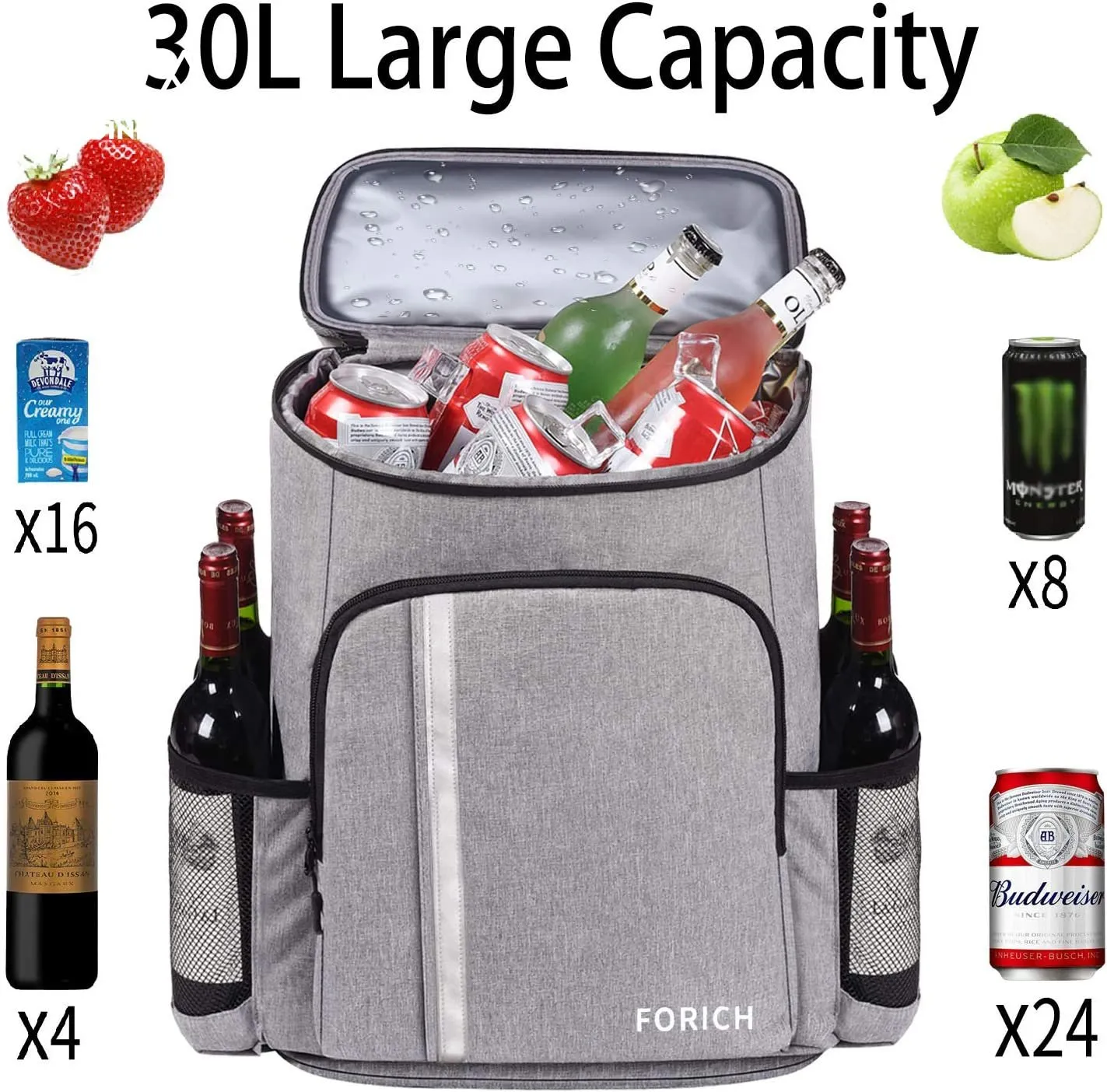 insulated backpack cooler bag for beach, picnics, hiking
