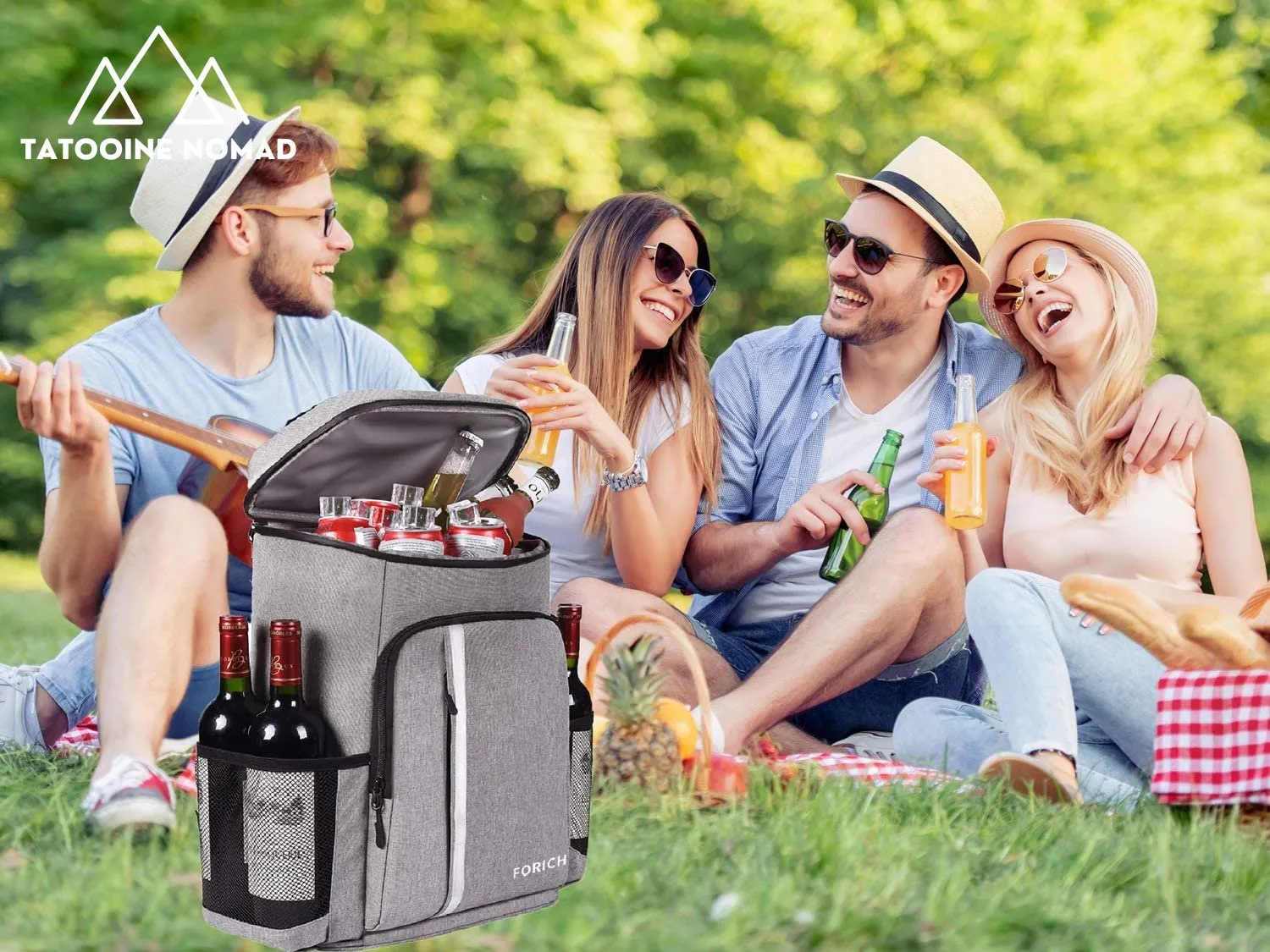 insulated backpack cooler bag for beach, picnics, hiking