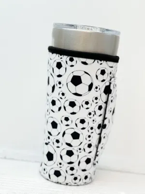Insulated Cold Cup Sleeve with Handle - Soccer