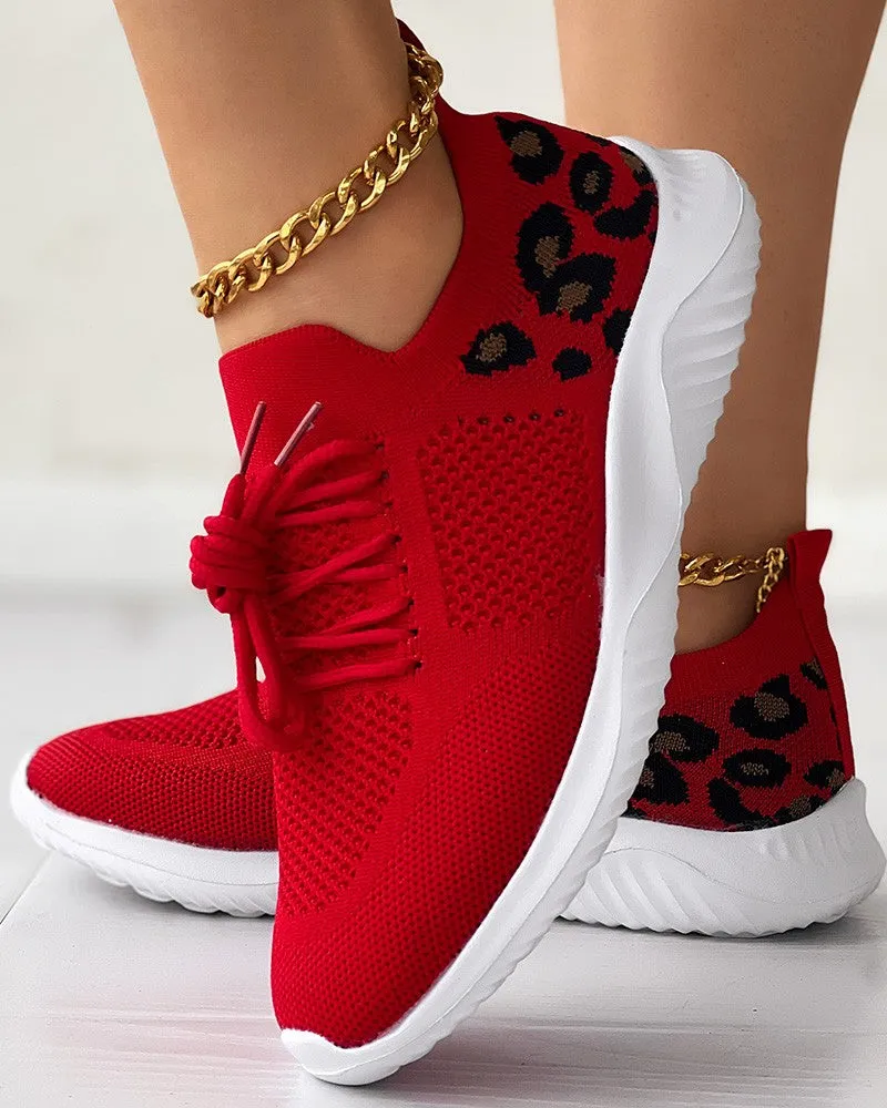 Irene | Leopard Lace-Up Shoes Breathable Casual Footwear.Irene | Leopard Lace-Up Shoes Breathable Casual Footwear.