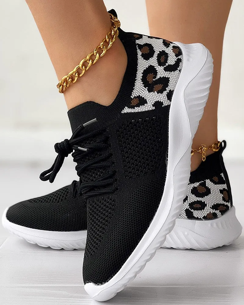 Irene | Leopard Lace-Up Shoes Breathable Casual Footwear.Irene | Leopard Lace-Up Shoes Breathable Casual Footwear.