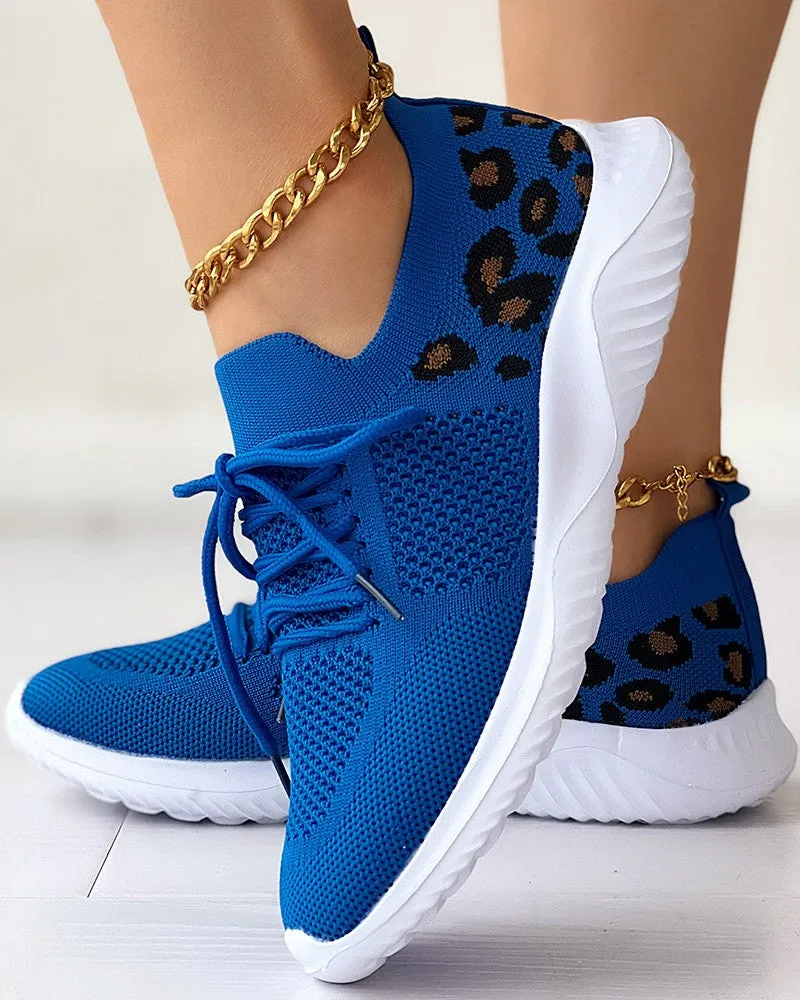 Irene | Leopard Lace-Up Shoes Breathable Casual Footwear.Irene | Leopard Lace-Up Shoes Breathable Casual Footwear.