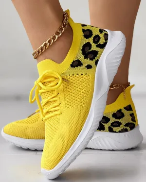Irene | Leopard Lace-Up Shoes Breathable Casual Footwear.Irene | Leopard Lace-Up Shoes Breathable Casual Footwear.