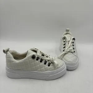 J/Slides NYC Aimee White Leather Quilted Low Top Lace Up Sneakers Women’s Size 7 - Very Good
