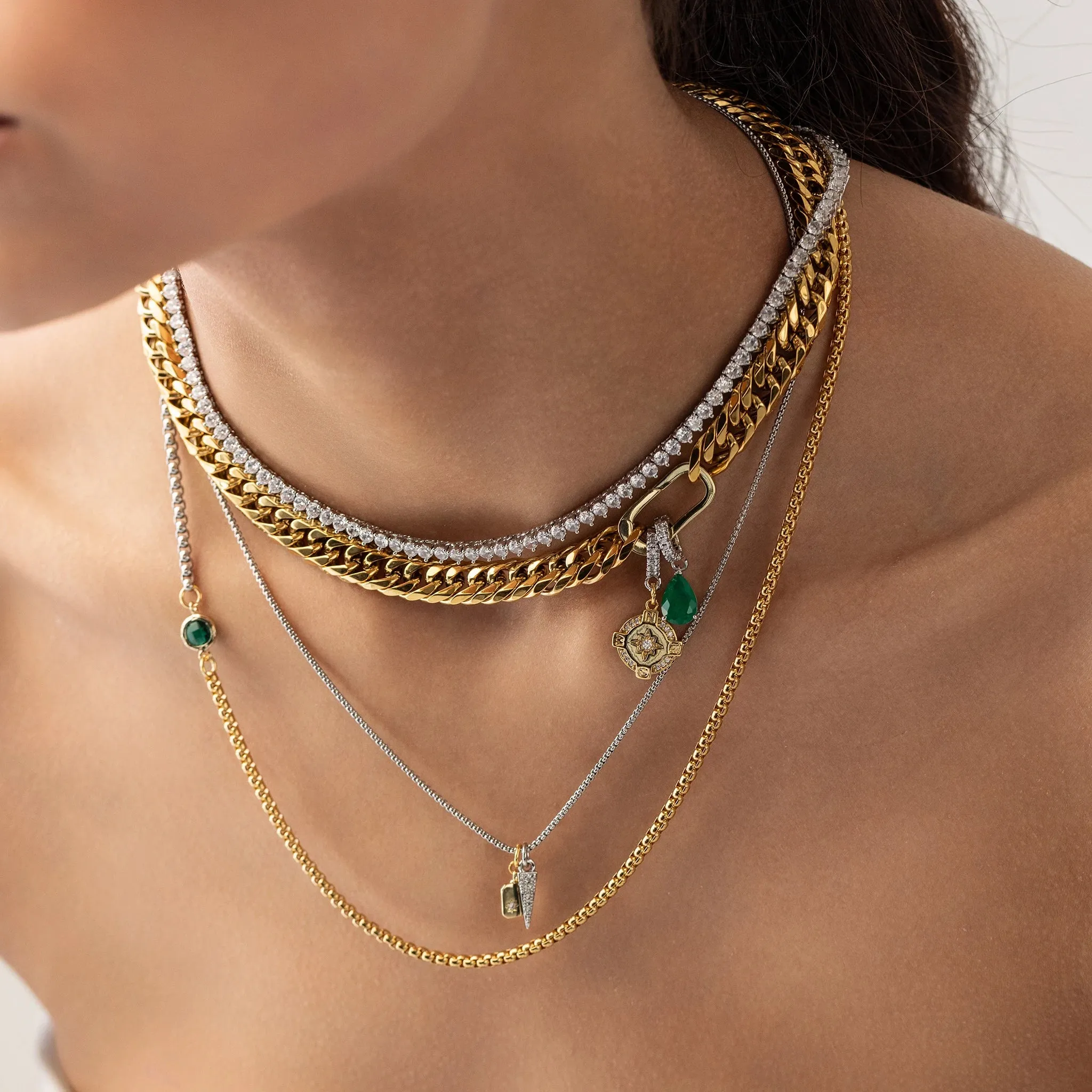 JUST CLICK EMERALD TENNIS NECKLACE SET