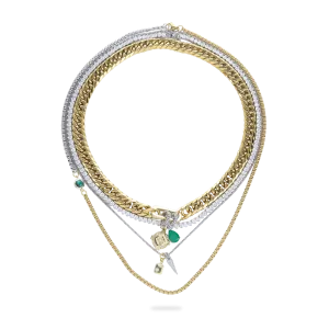JUST CLICK EMERALD TENNIS NECKLACE SET
