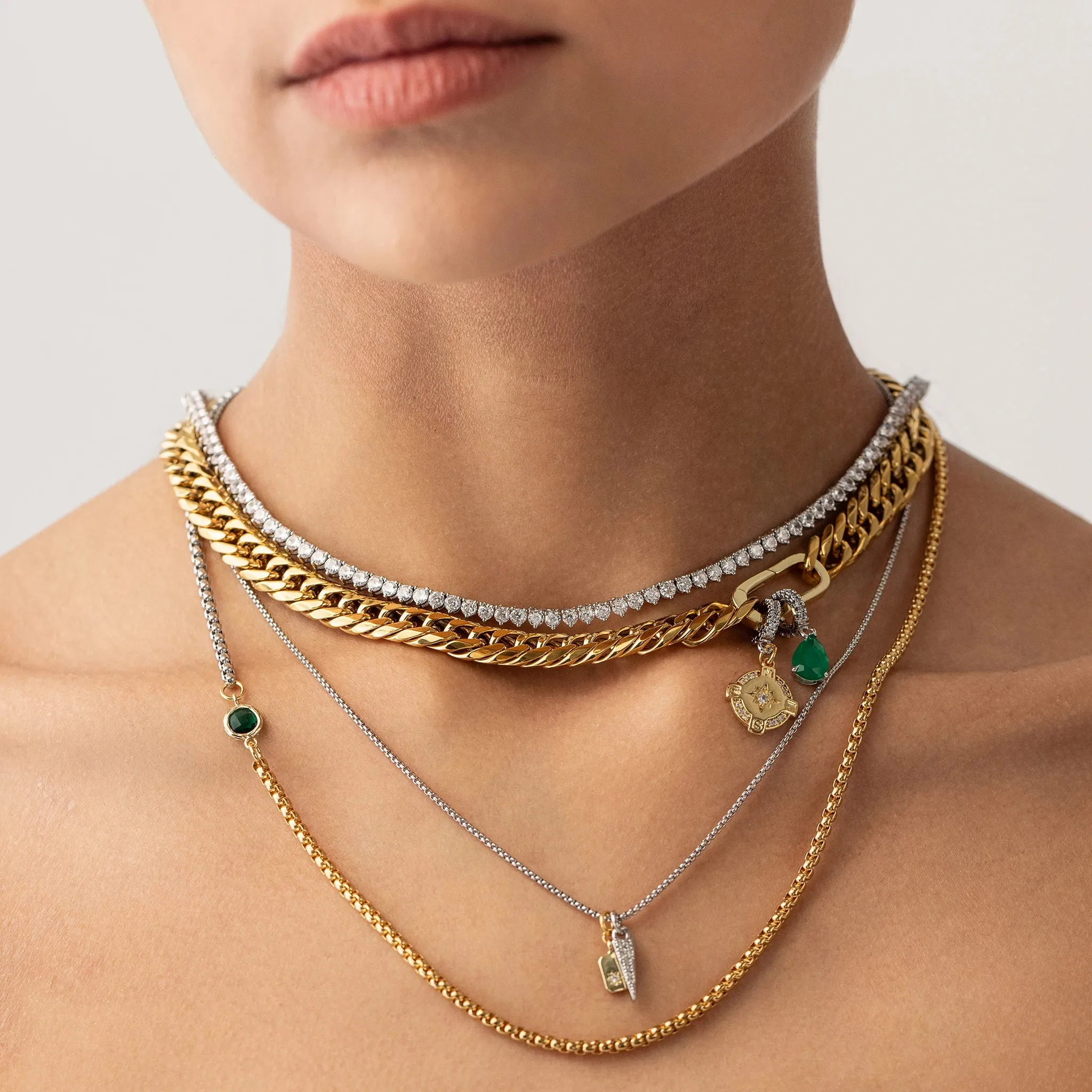 JUST CLICK EMERALD TENNIS NECKLACE SET