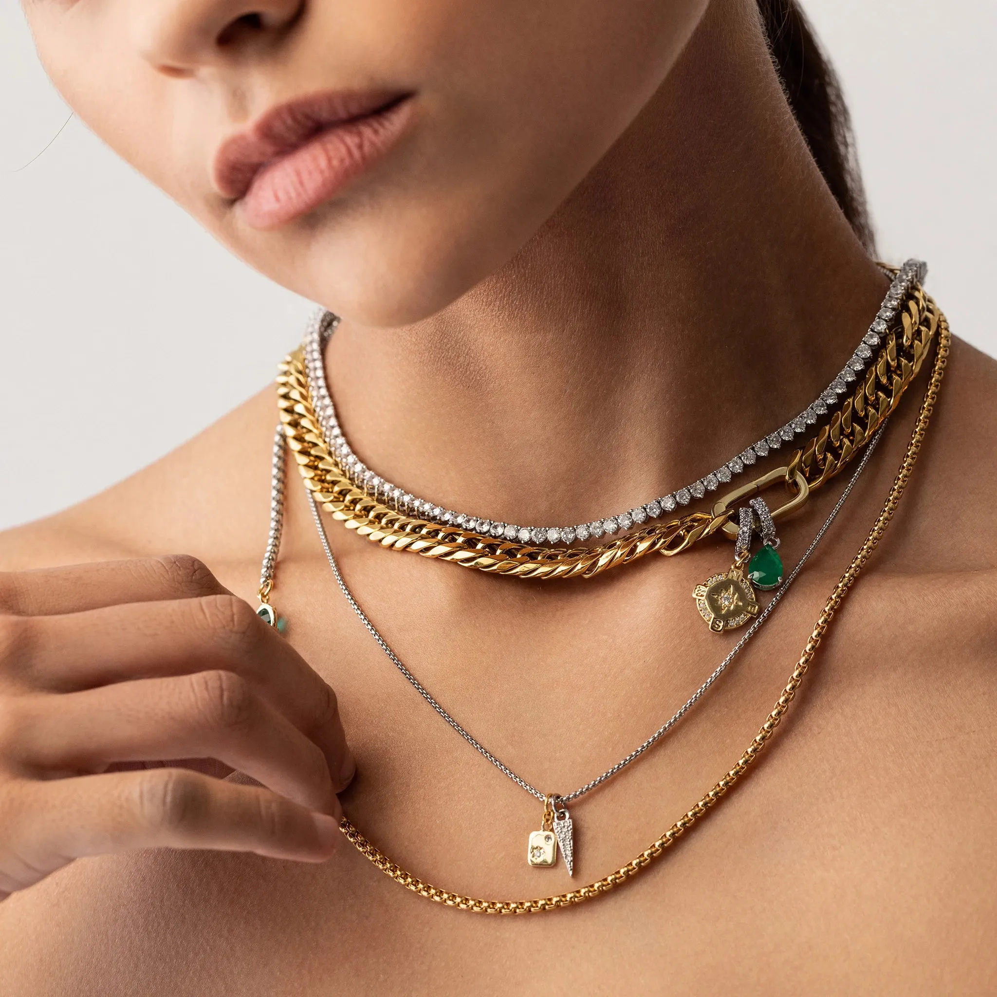 JUST CLICK EMERALD TENNIS NECKLACE SET