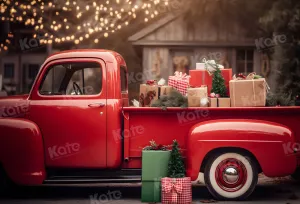 Kate Christmas Gift in Red Car Backdrop for Photography
