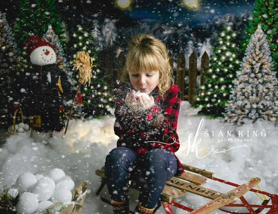 Kate Christmas Night Pine Trees Farm Winter Backdrop Designed By Jerry_Sina