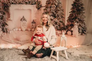 Kate Christmas Trees Bear White Backdrop for Photography