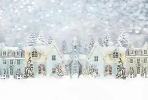 Kate Christmas Winter Snowy House Backdrop for Photography