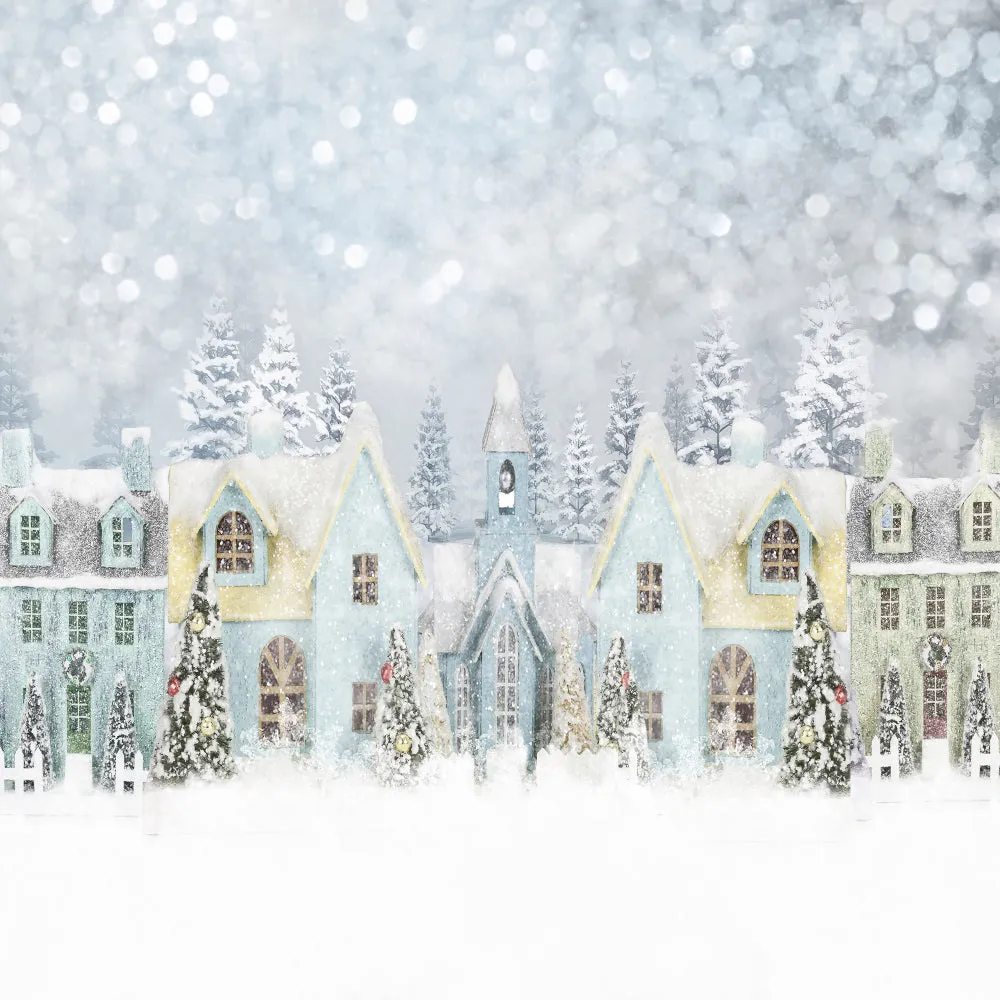 Kate Christmas Winter Snowy House Backdrop for Photography