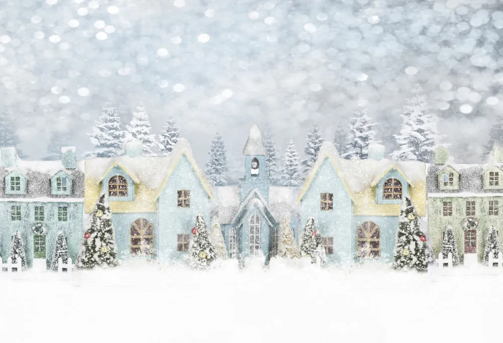 Kate Christmas Winter Snowy House Backdrop for Photography