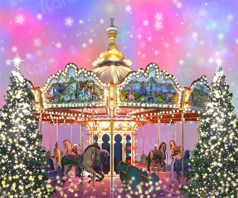 Kate Fantasy Christmas Carousel Backdrop for Photography