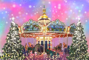 Kate Fantasy Christmas Carousel Backdrop for Photography