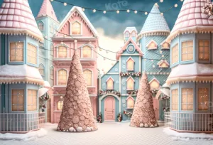 Kate Winter Christmas Town Backdrop for Photography