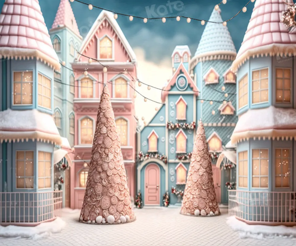 Kate Winter Christmas Town Backdrop for Photography