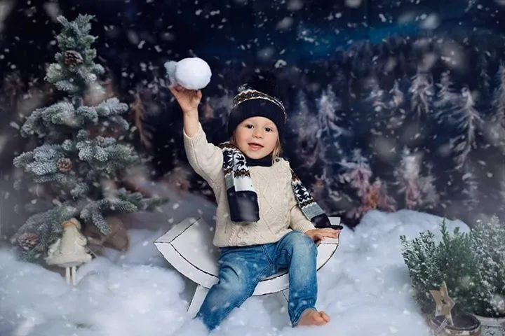 Kate Winter Dream Christmas Night Trees Backdrop for Photography Designed By Jerry_Sina